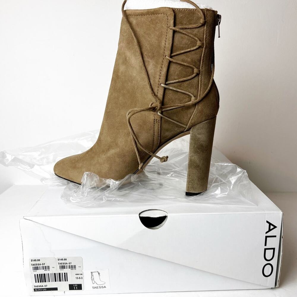 SZ 11 Taessa ankle Suede boots by ALDO shoes Taupe